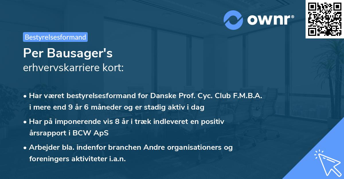 Per Bausager's erhvervskarriere kort
