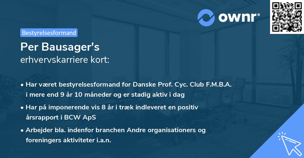 Per Bausager's erhvervskarriere kort