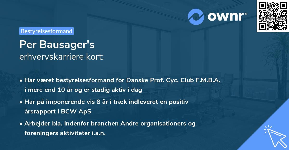 Per Bausager's erhvervskarriere kort
