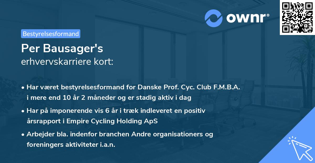 Per Bausager's erhvervskarriere kort