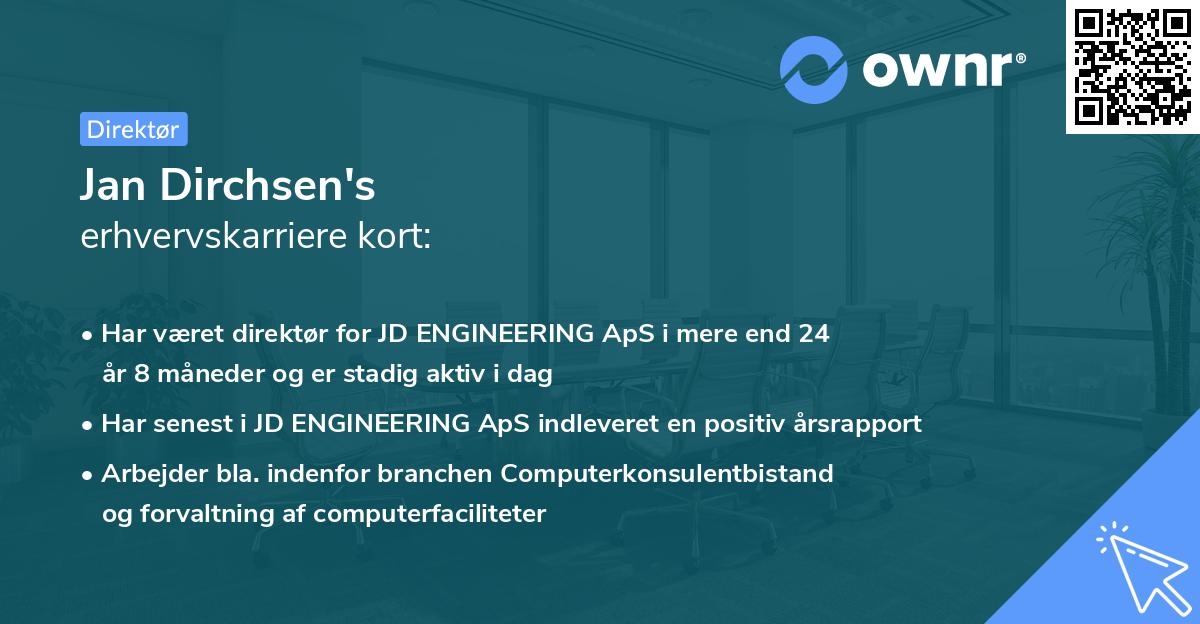 Jan Dirchsen's erhvervskarriere kort