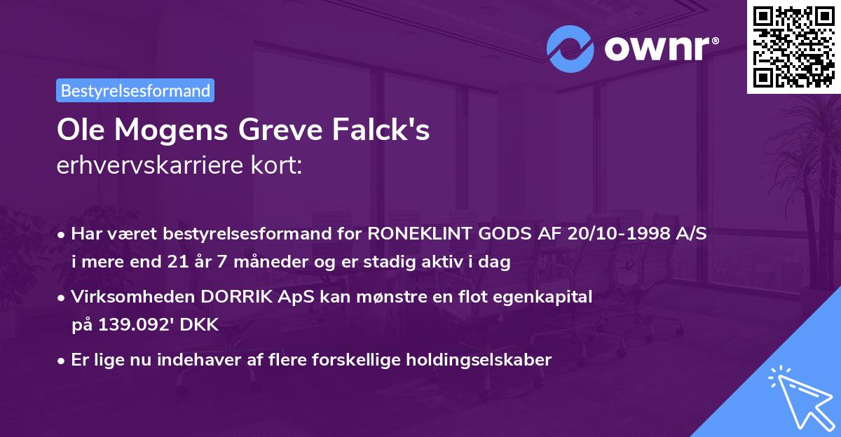 Ole Mogens Greve Falck's erhvervskarriere kort