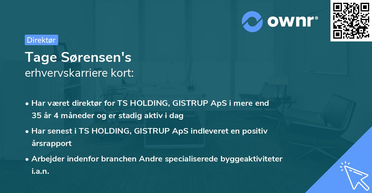 Tage Sørensen's erhvervskarriere kort