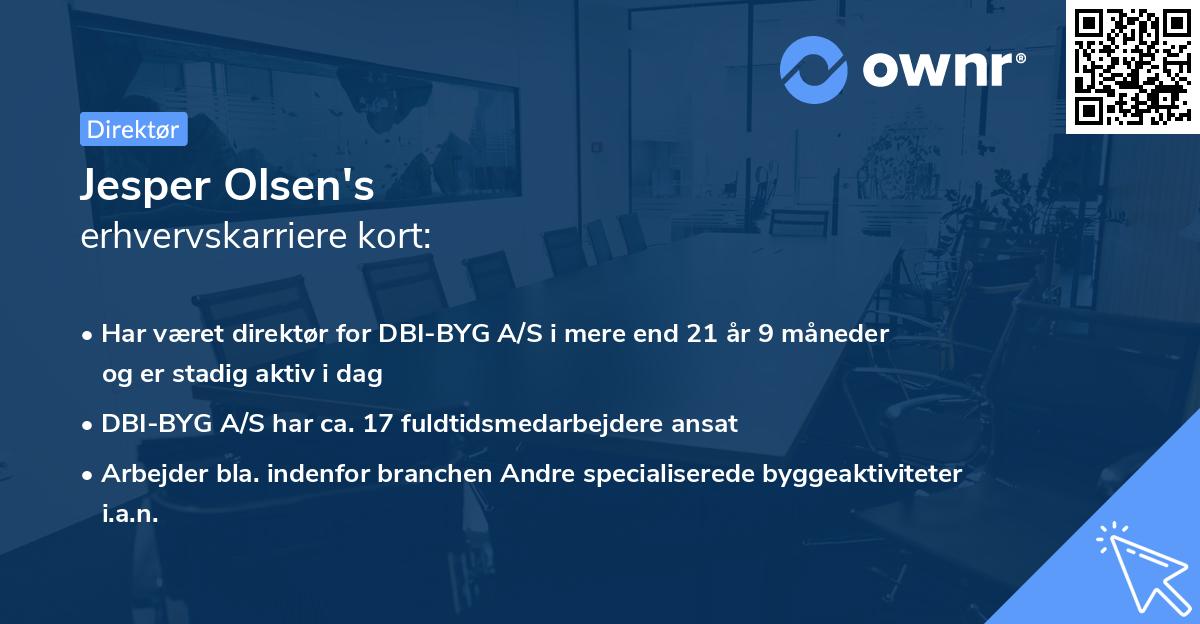 Jesper Olsen's erhvervskarriere kort