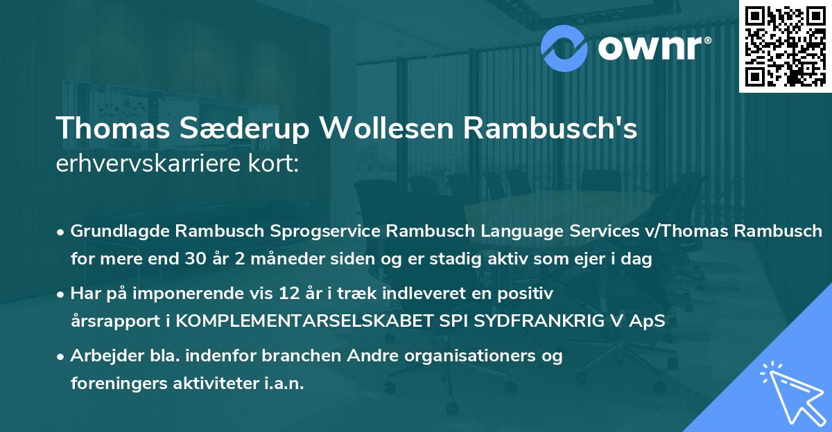 Thomas Sæderup Wollesen Rambusch's erhvervskarriere kort