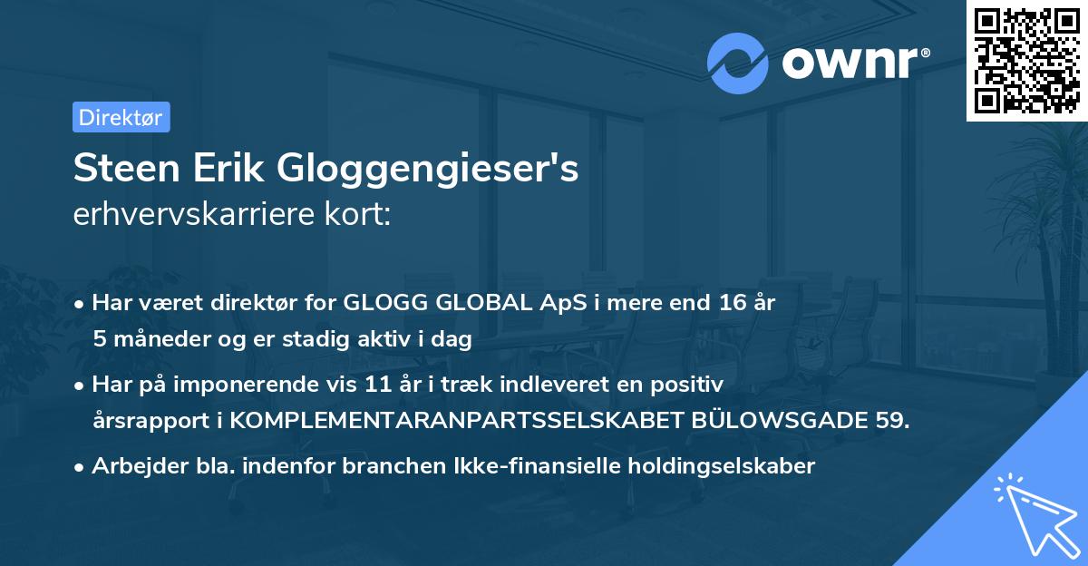 Steen Erik Gloggengieser's erhvervskarriere kort
