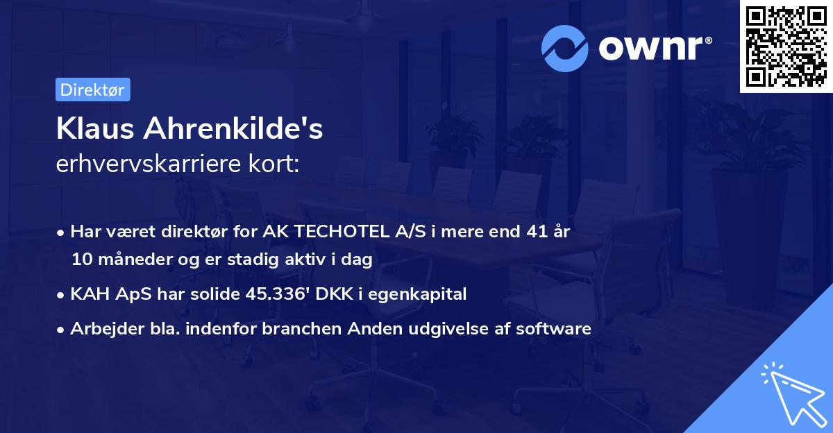 Klaus Ahrenkilde's erhvervskarriere kort