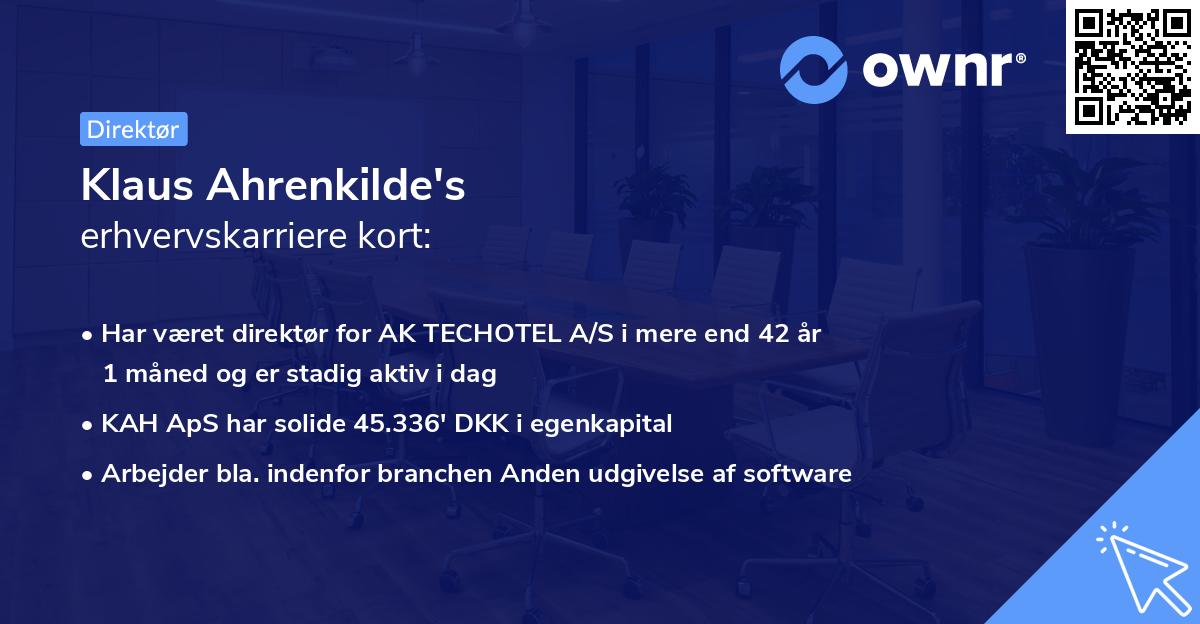 Klaus Ahrenkilde's erhvervskarriere kort