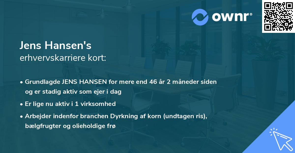 Jens Hansen's erhvervskarriere kort