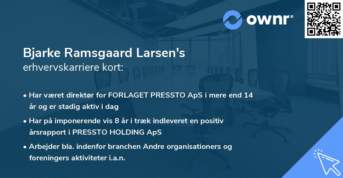 Bjarke Ramsgaard Larsen's erhvervskarriere kort