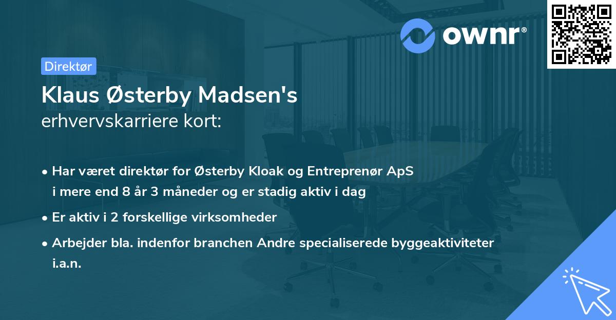 Klaus Østerby Madsen's erhvervskarriere kort
