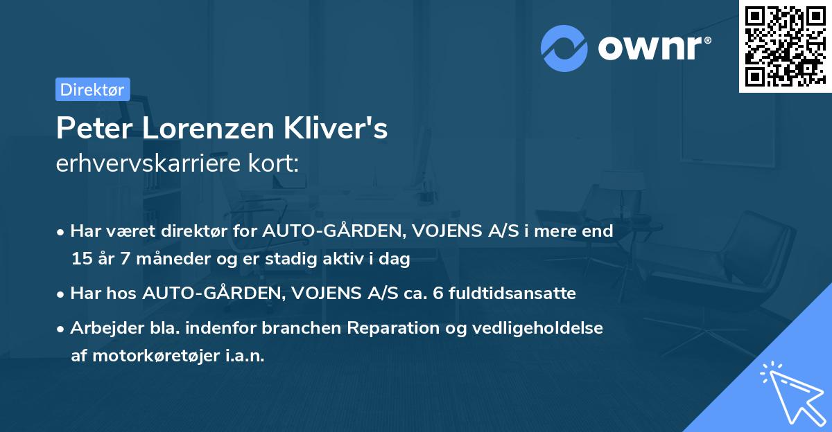 Peter Lorenzen Kliver's erhvervskarriere kort