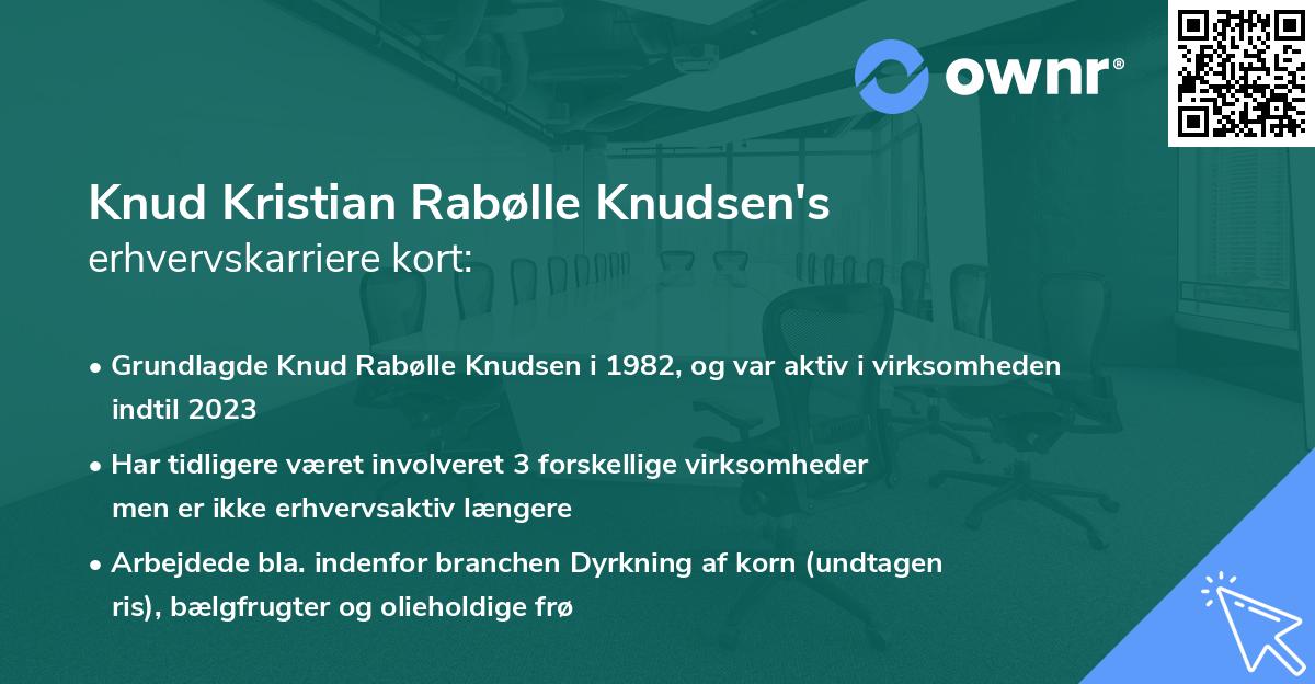 Knud Kristian Rabølle Knudsen's erhvervskarriere kort