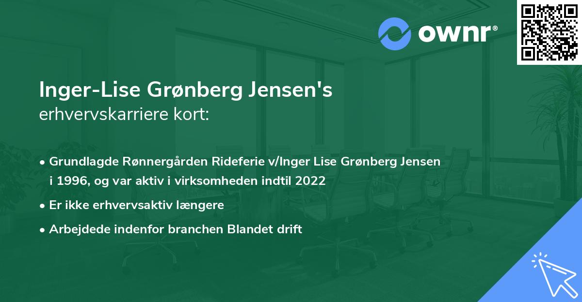 Inger-Lise Grønberg Jensen's erhvervskarriere kort