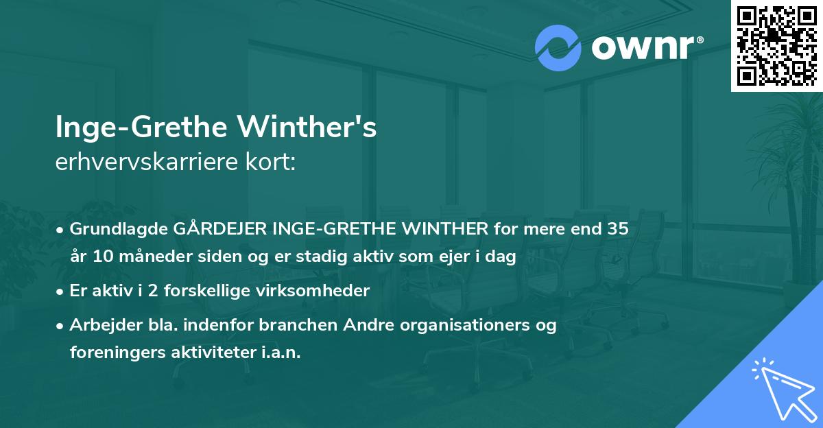 Inge-Grethe Winther's erhvervskarriere kort