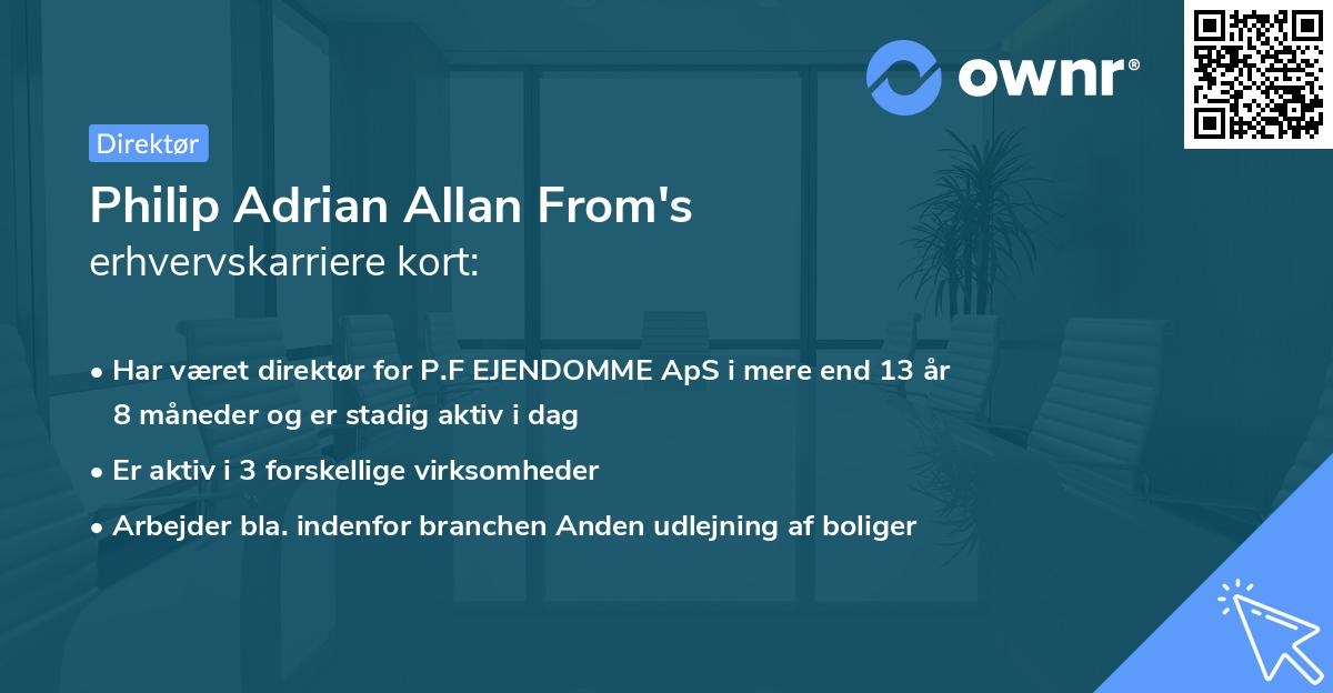 Philip Adrian Allan From's erhvervskarriere kort