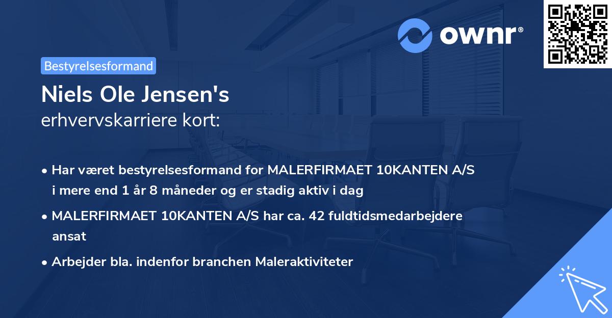 Niels Ole Jensen's erhvervskarriere kort