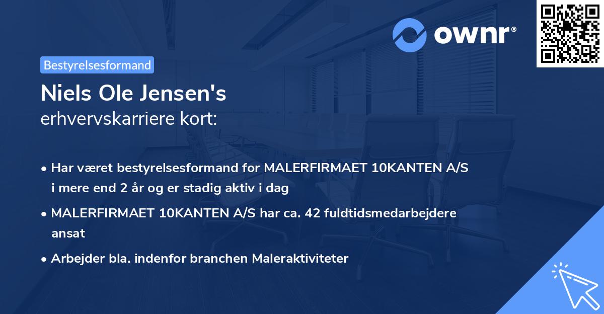 Niels Ole Jensen's erhvervskarriere kort