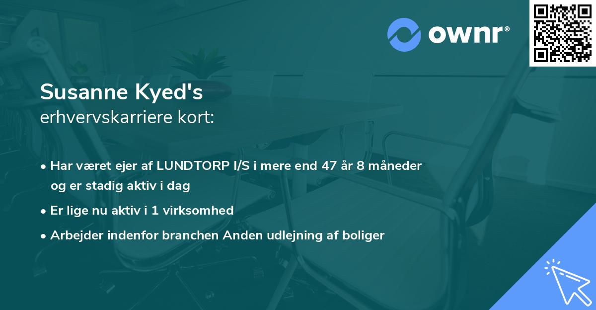 Susanne Kyed's erhvervskarriere kort