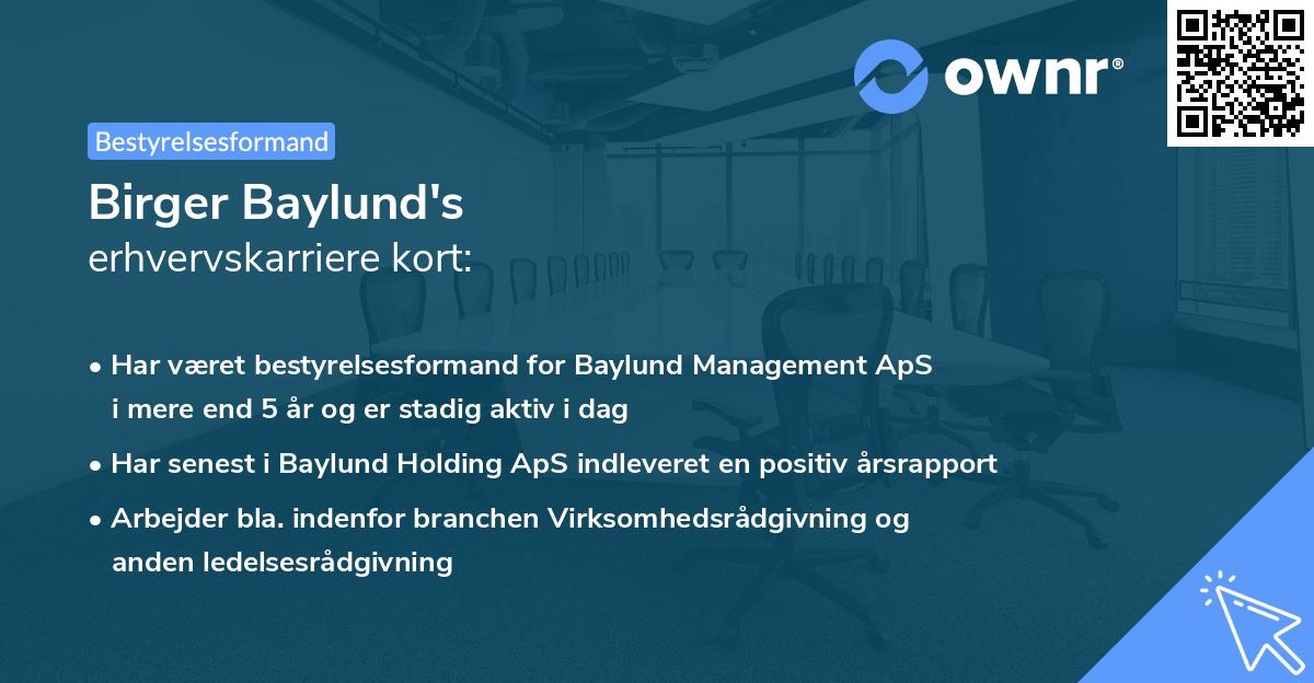 Birger Baylund's erhvervskarriere kort