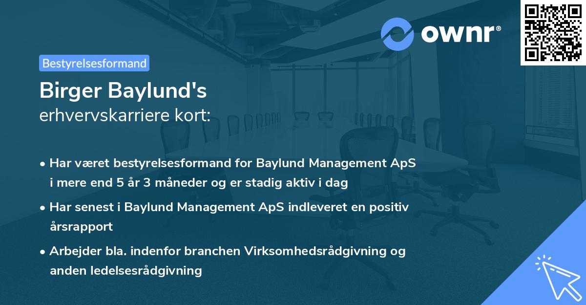 Birger Baylund's erhvervskarriere kort