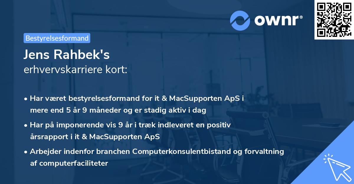 Jens Rahbek's erhvervskarriere kort