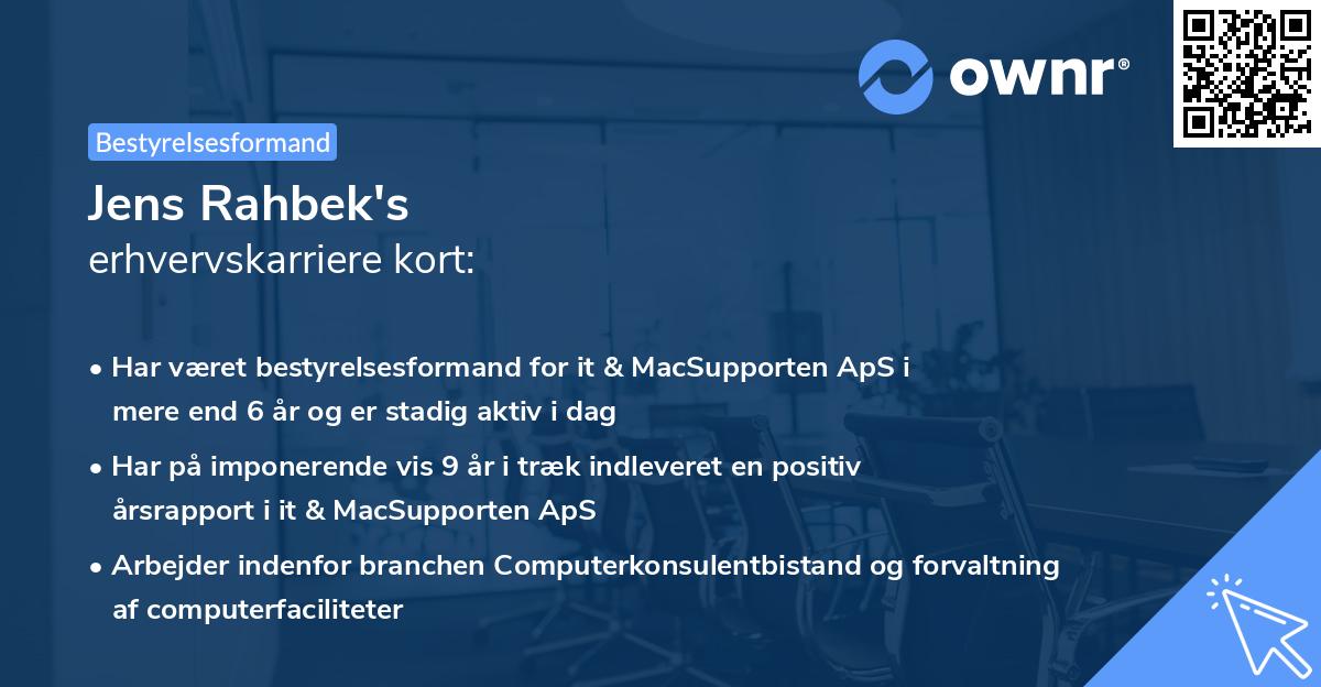 Jens Rahbek's erhvervskarriere kort