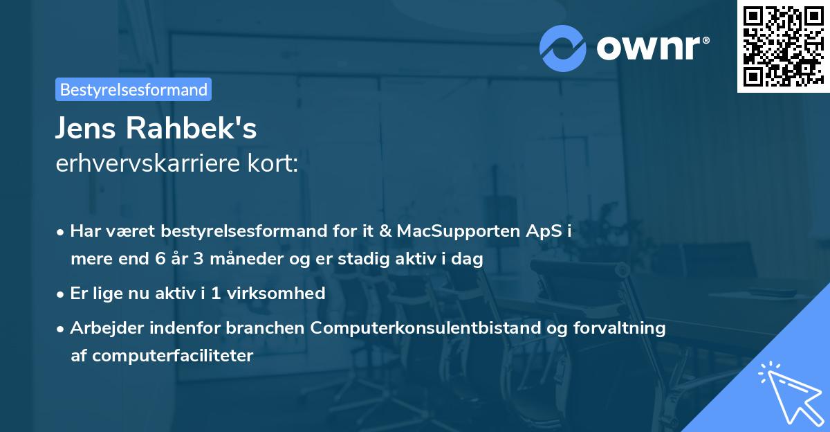 Jens Rahbek's erhvervskarriere kort