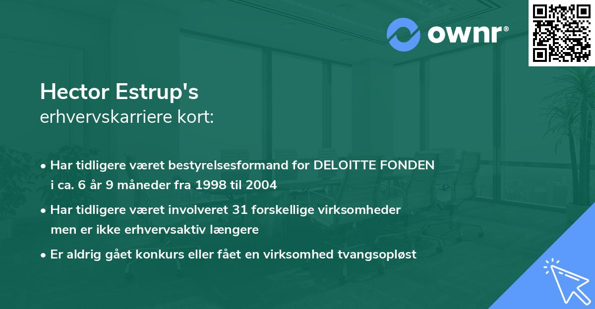 Hector Estrup's erhvervskarriere kort