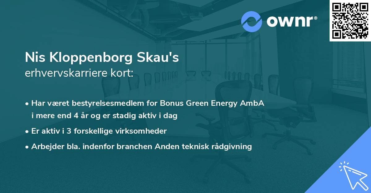 Nis Kloppenborg Skau's erhvervskarriere kort