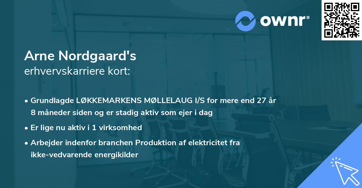 Arne Nordgaard's erhvervskarriere kort