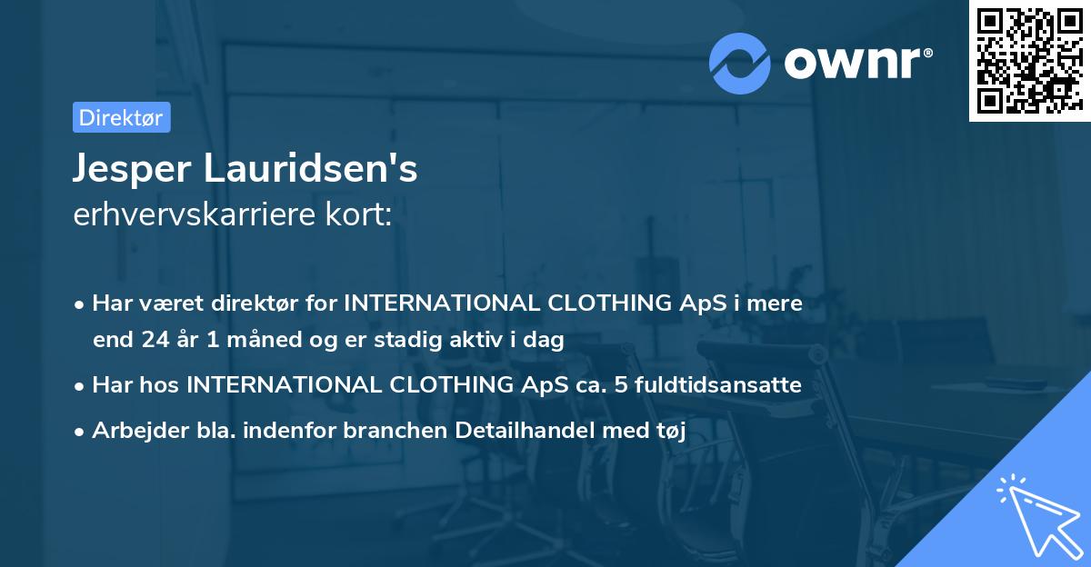 Jesper Lauridsen's erhvervskarriere kort