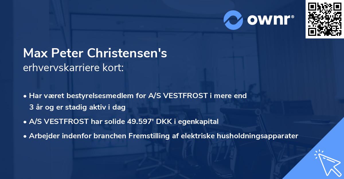 Max Peter Christensen's erhvervskarriere kort