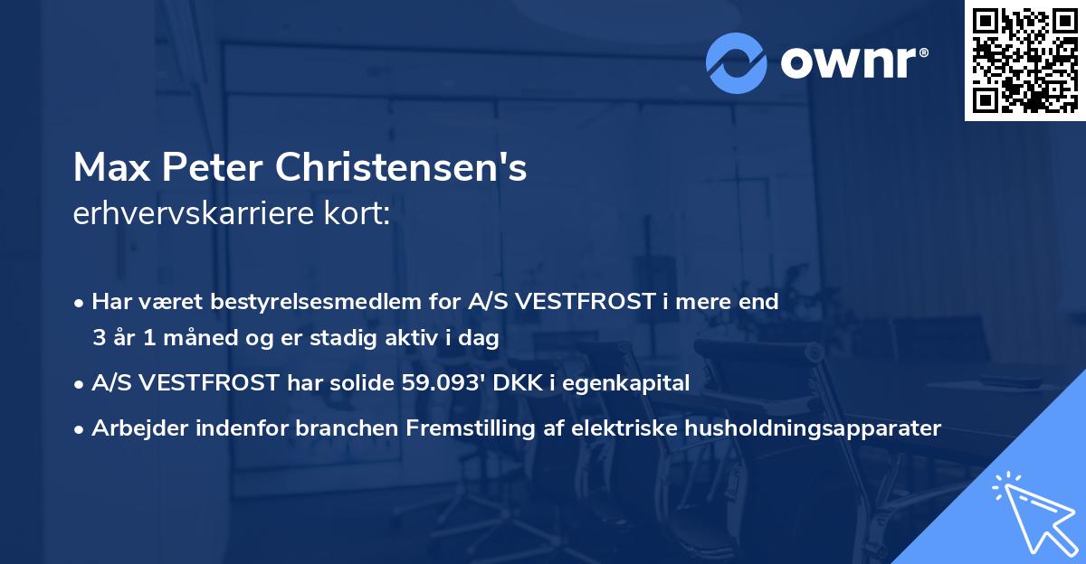Max Peter Christensen's erhvervskarriere kort