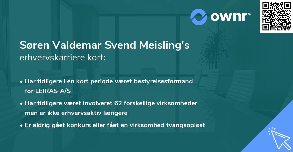 Søren Valdemar Svend Meisling's erhvervskarriere kort