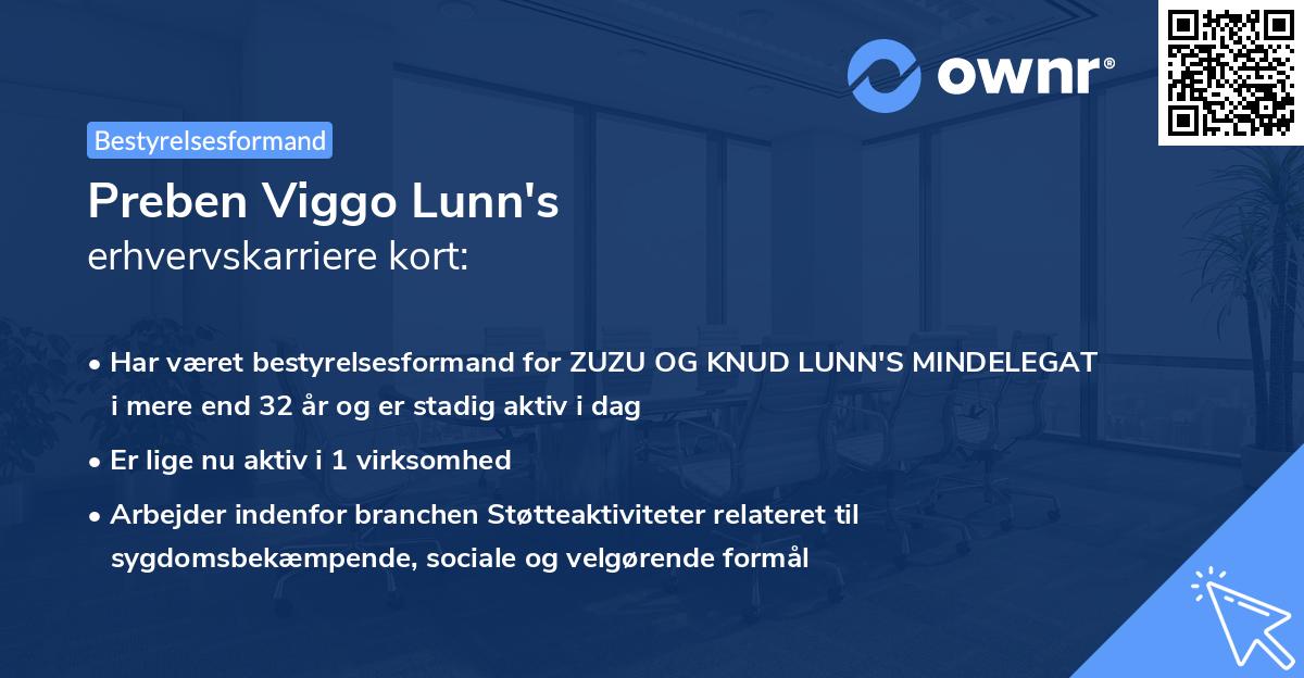 Preben Viggo Lunn's erhvervskarriere kort