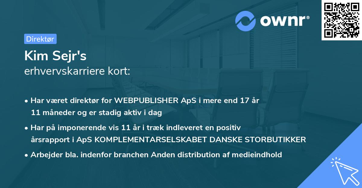 Kim Sejr's erhvervskarriere kort