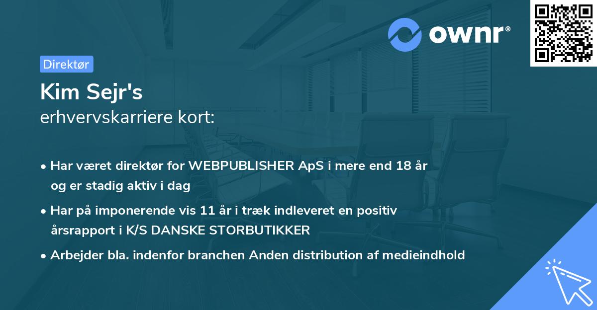 Kim Sejr's erhvervskarriere kort