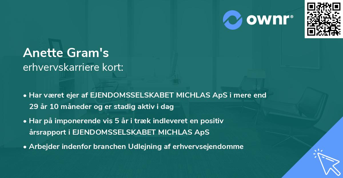 Anette Gram's erhvervskarriere kort