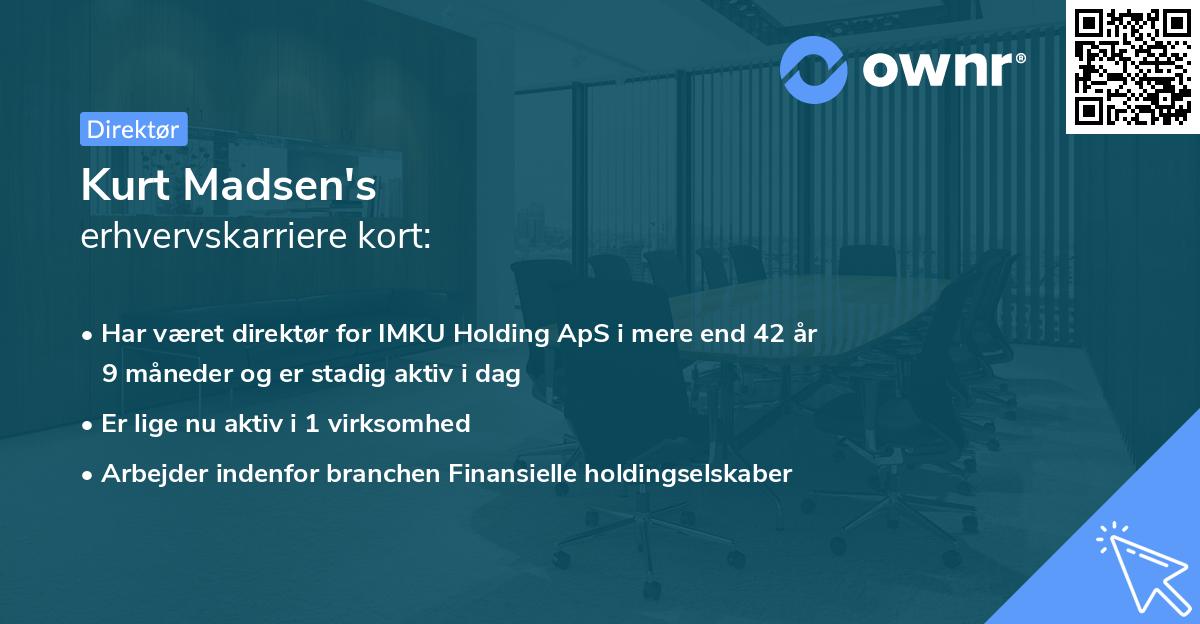 Kurt Madsen's erhvervskarriere kort