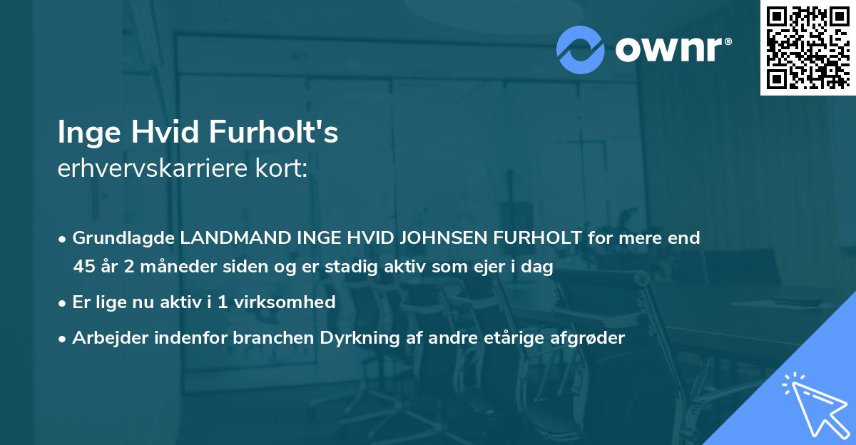 Inge Hvid Furholt's erhvervskarriere kort