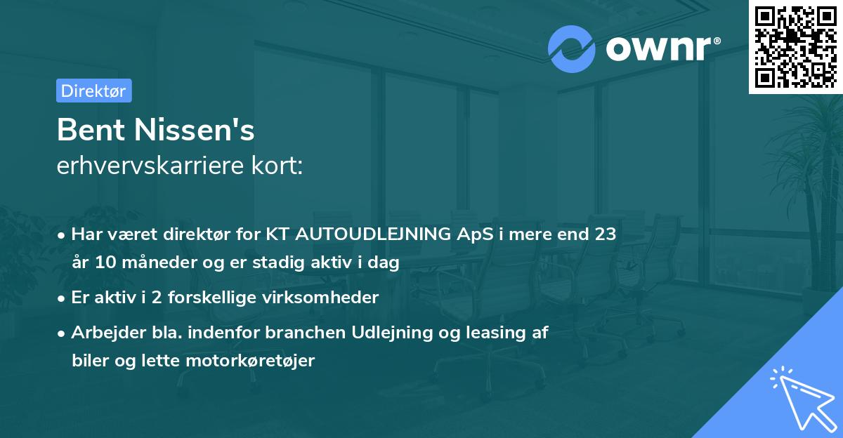 Bent Nissen's erhvervskarriere kort