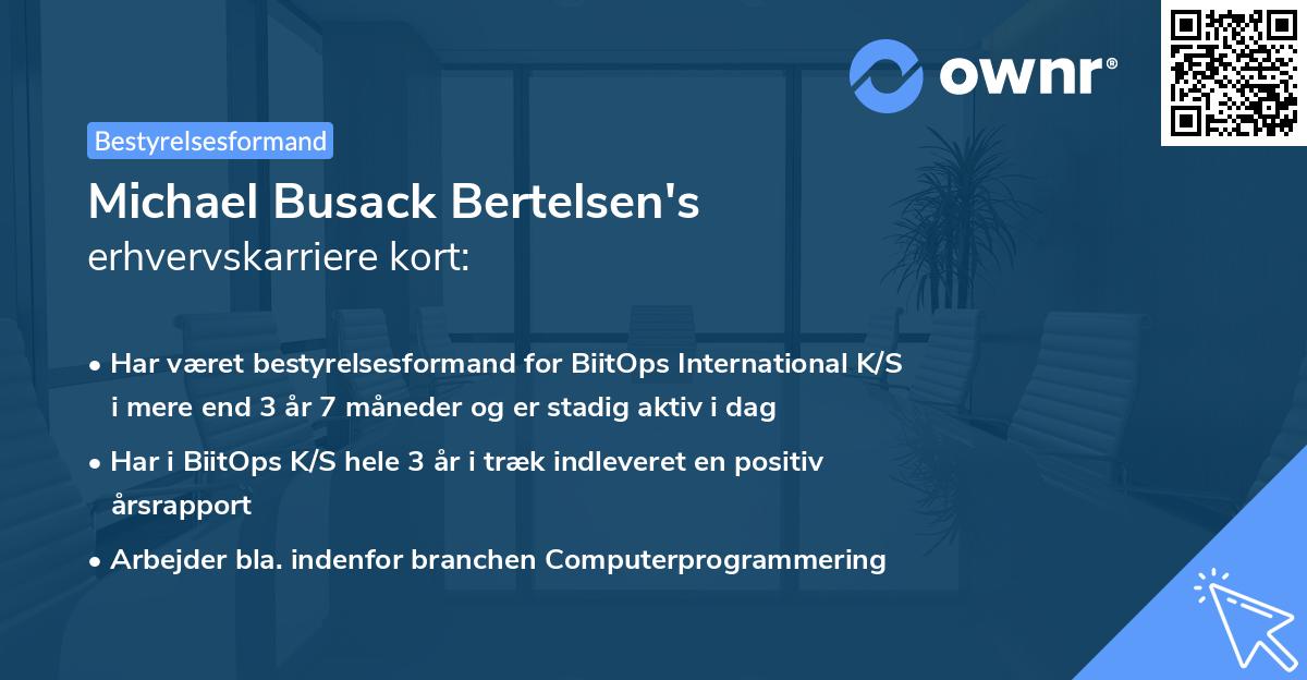 Michael Busack Bertelsen's erhvervskarriere kort