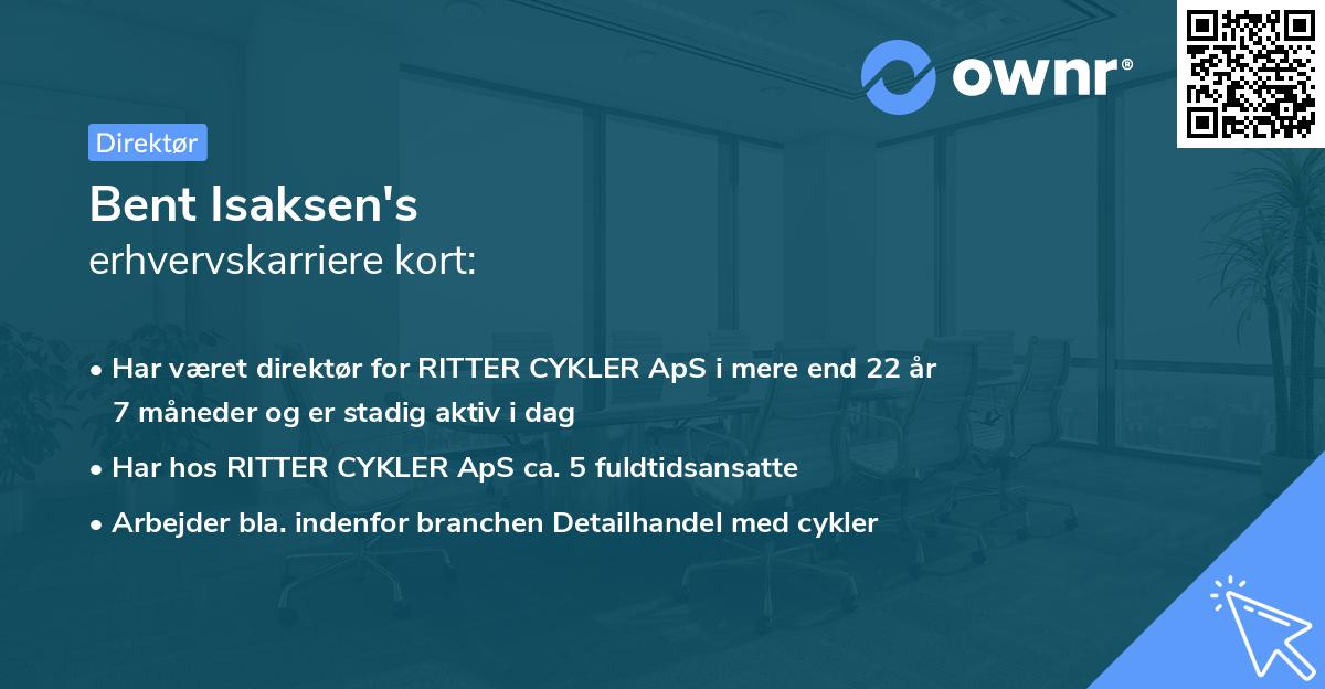 Bent Isaksen's erhvervskarriere kort