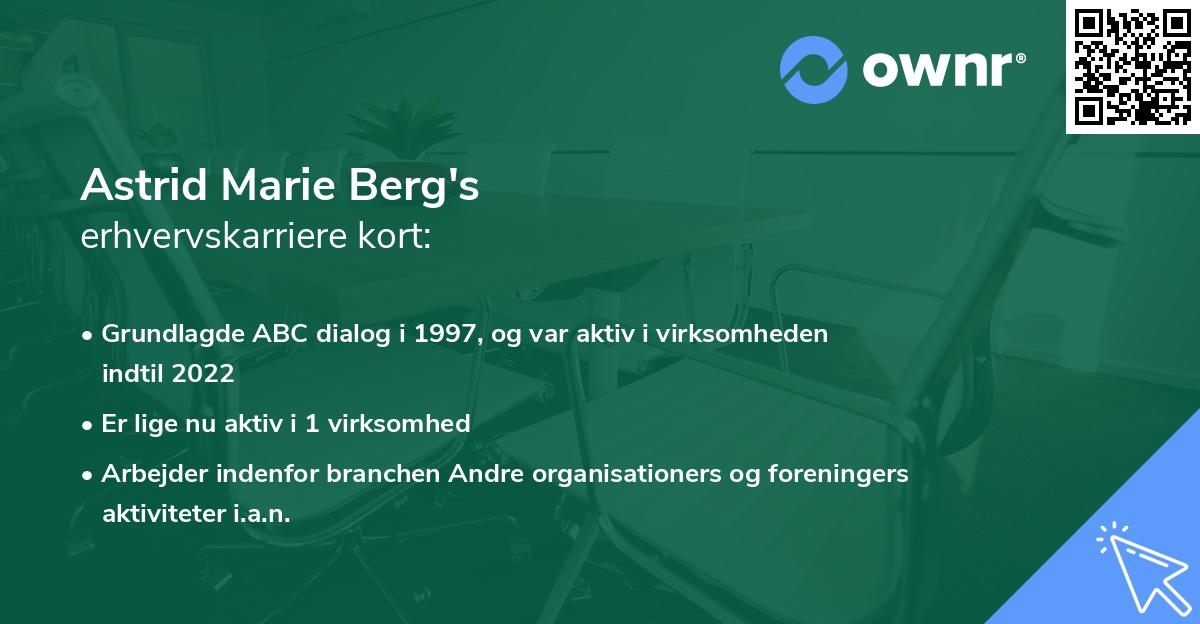 Astrid Marie Berg's erhvervskarriere kort