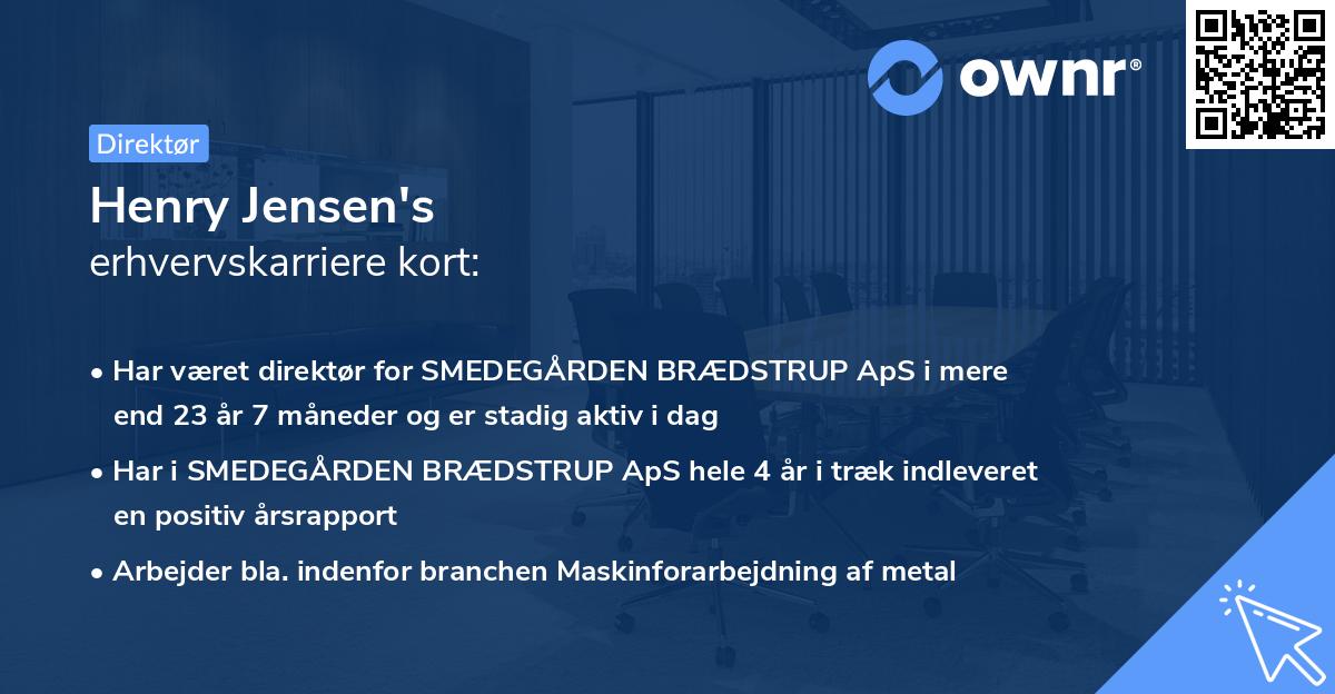 Henry Jensen's erhvervskarriere kort