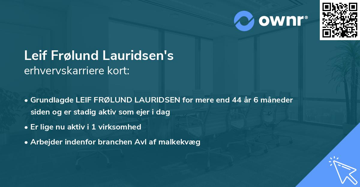 Leif Frølund Lauridsen's erhvervskarriere kort