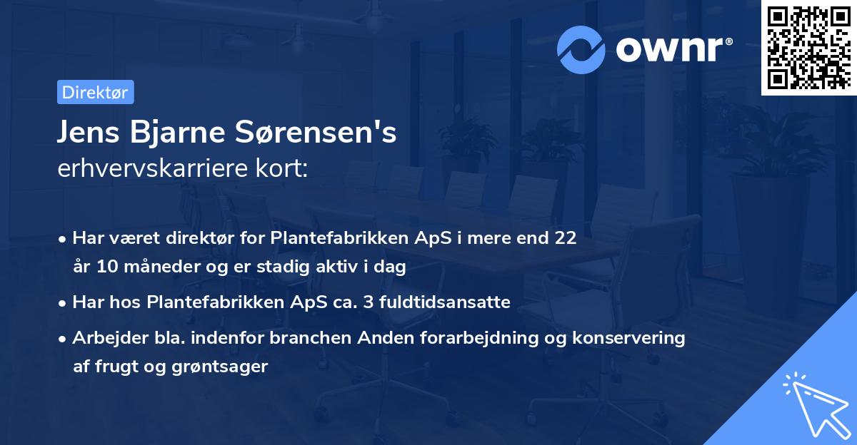 Jens Bjarne Sørensen's erhvervskarriere kort