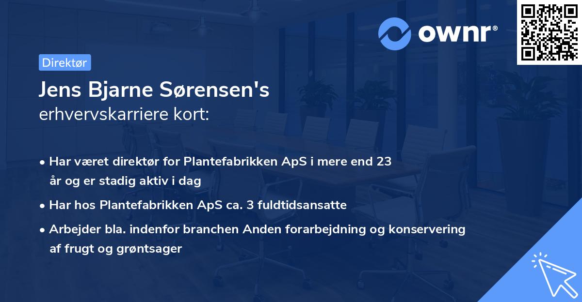 Jens Bjarne Sørensen's erhvervskarriere kort
