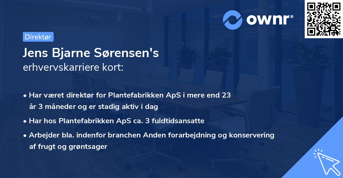 Jens Bjarne Sørensen's erhvervskarriere kort